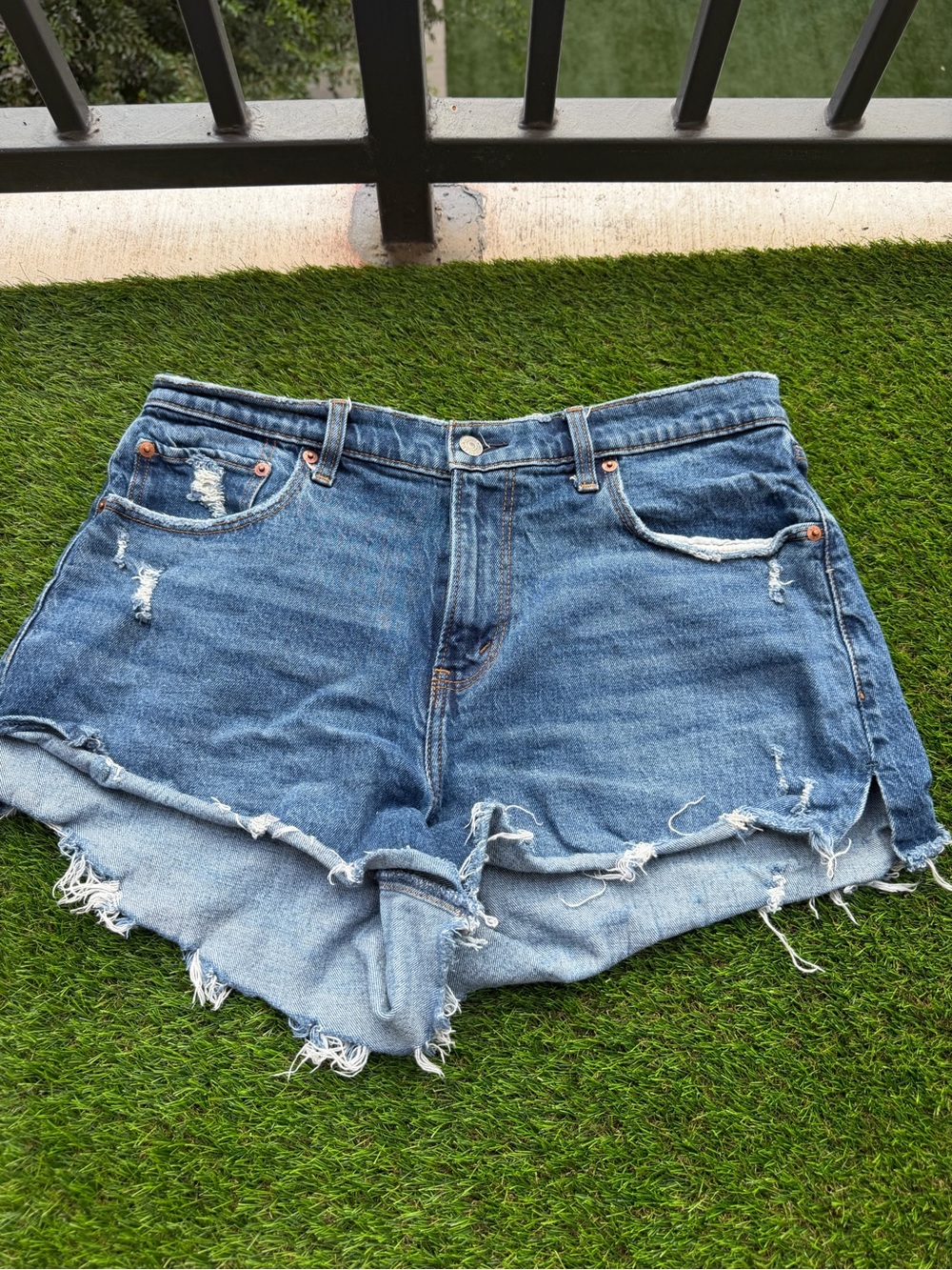 Abercrombie & Fitch Blue Distressed Denim Cutoff Shorts